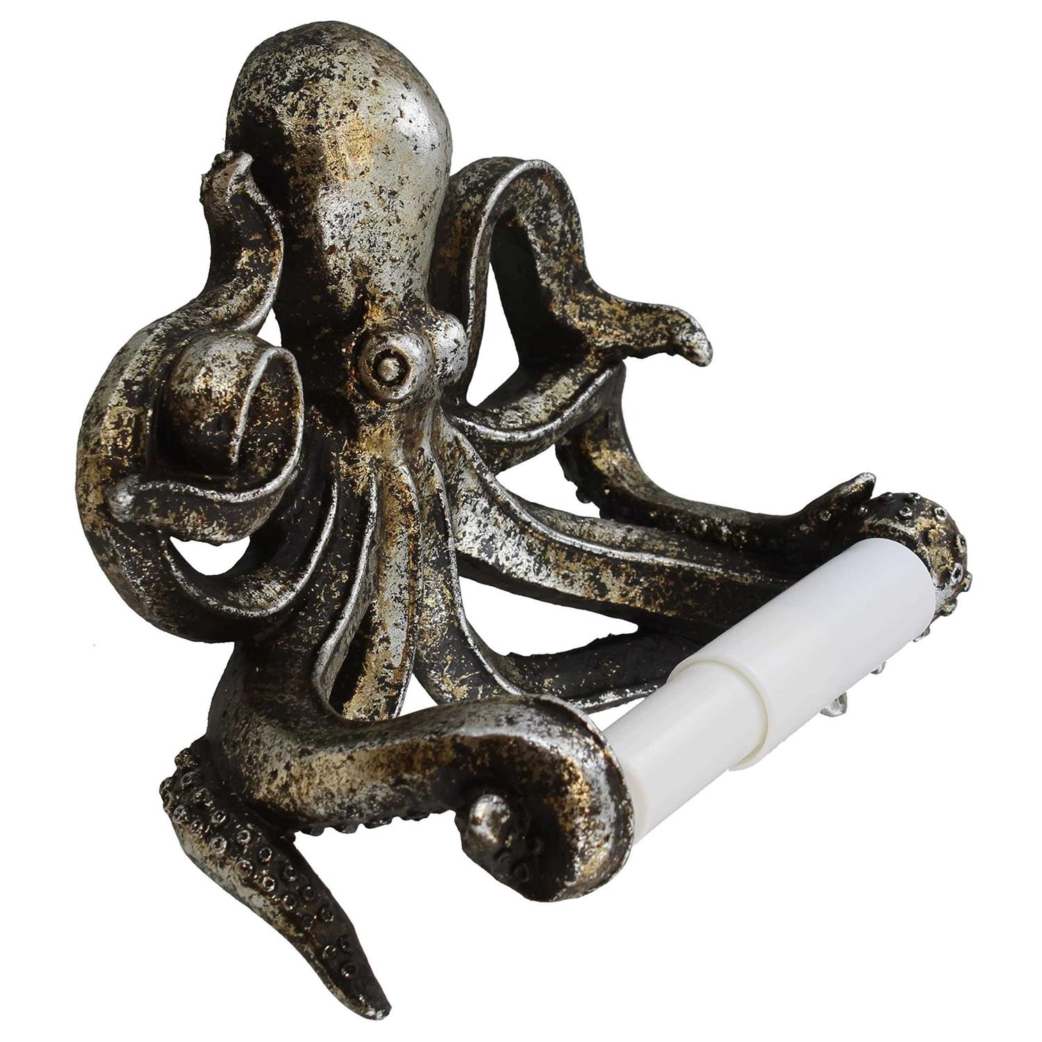 quadow decorative swimming octopus toilet paper holder