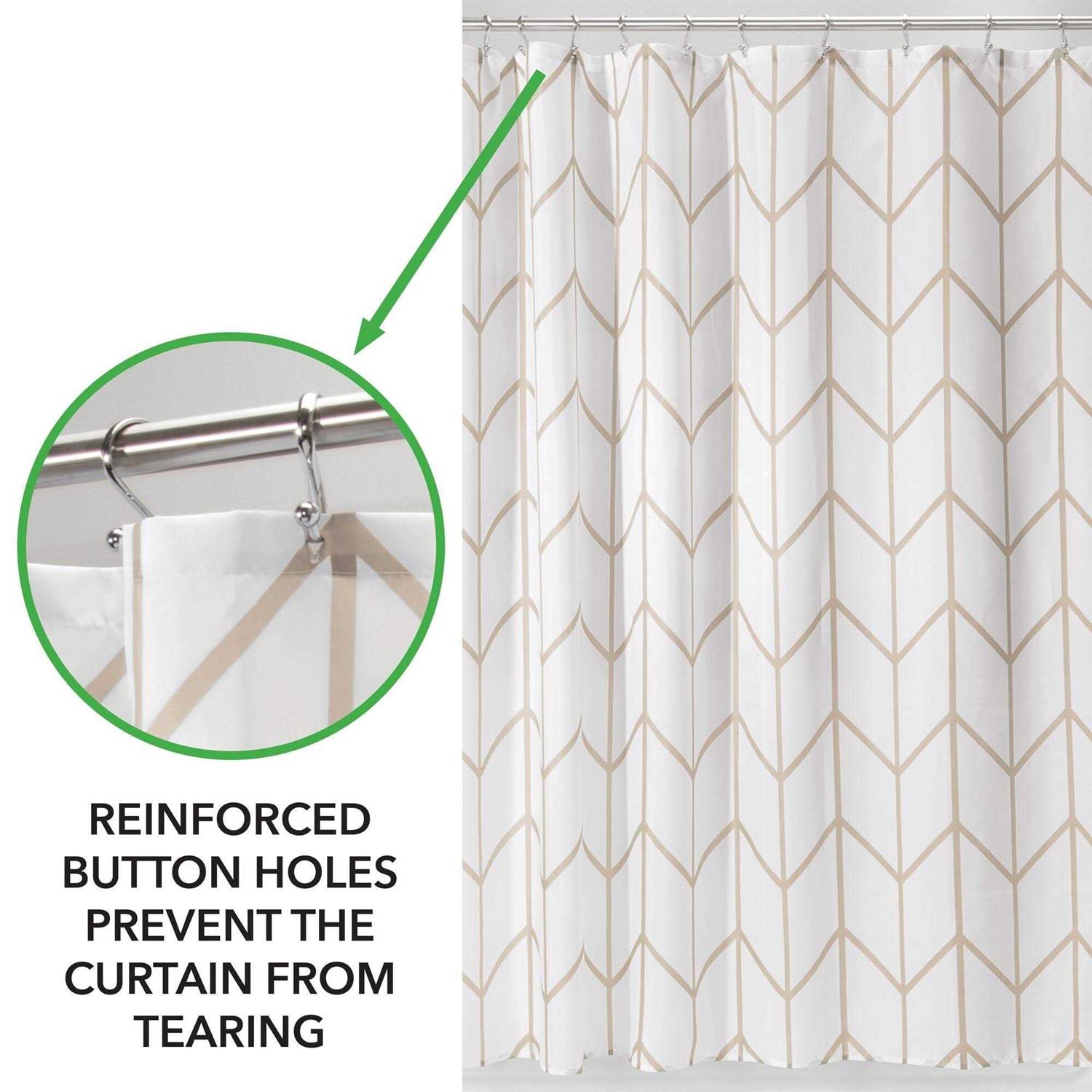 mDesign Fabric Herringbone Chevron Shower Curtain - Image 2