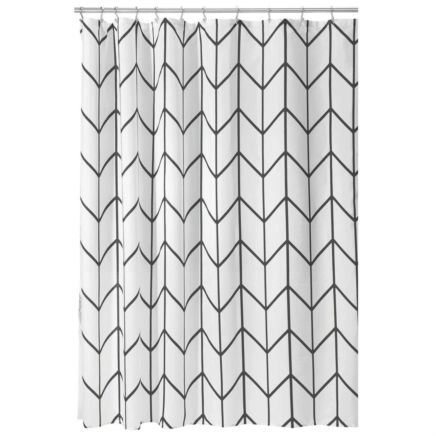 mDesign Fabric Herringbone Chevron Shower Curtain - Image 4