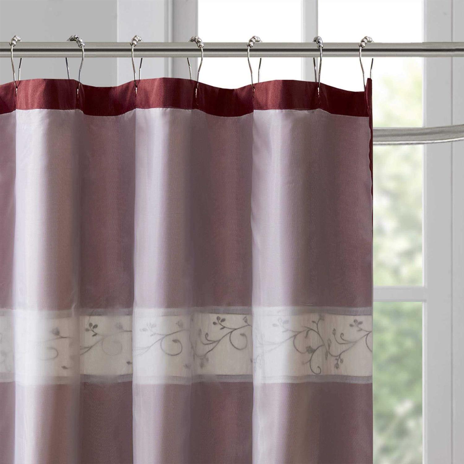 Madison Park Serene Faux Silk Embroidered Floral Shower Curtain - Image 2