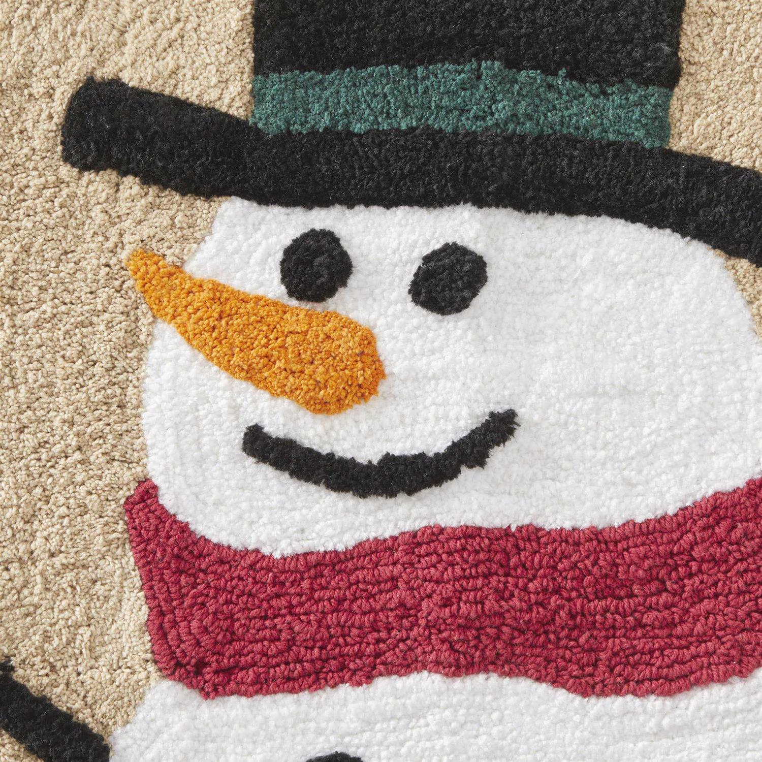 Rustic Plaid Snowman Rug, Beige - Image 4