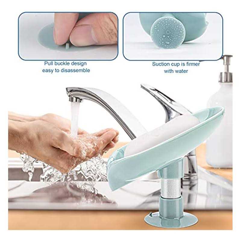 LBshmao-D 2 Pack Soap Holder Leaf-Shape Self Draining Soap Dish Holder - Image 5