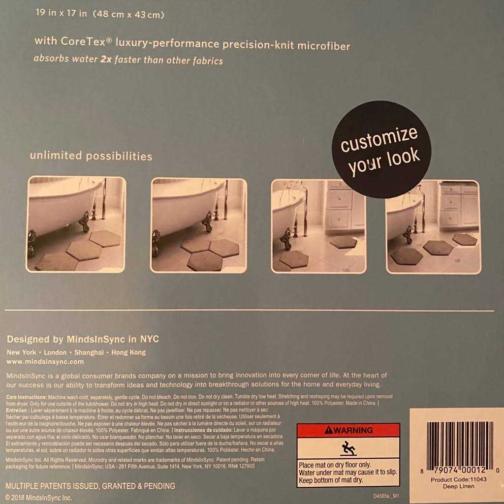 Microdry Memory Foam HD Modular Bath Mats 3-Piece Set with GripTex Skid-Resistant Base - Image 2