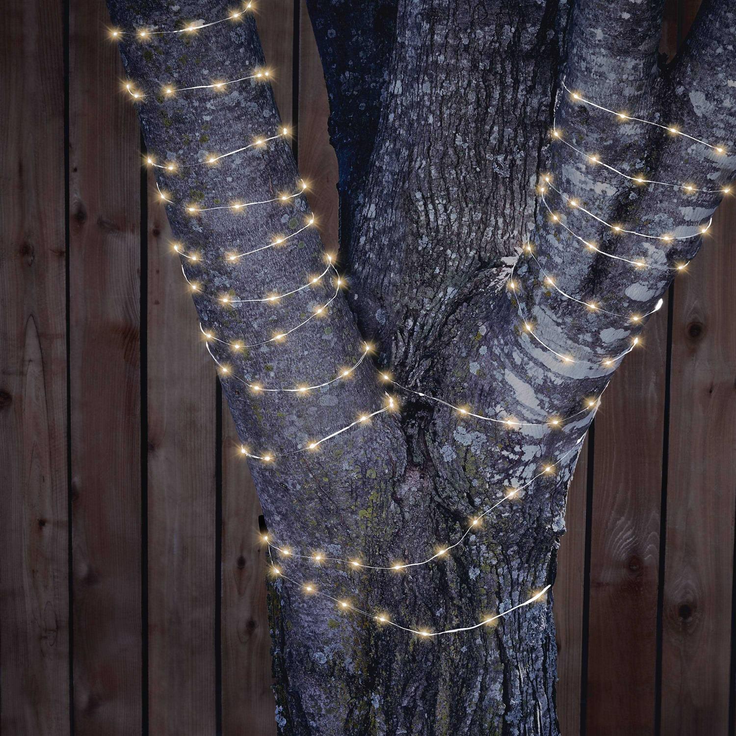 Mainstays Solar Power 200-Count Warm White Fairy LED Wire String Lights Garden Decorative