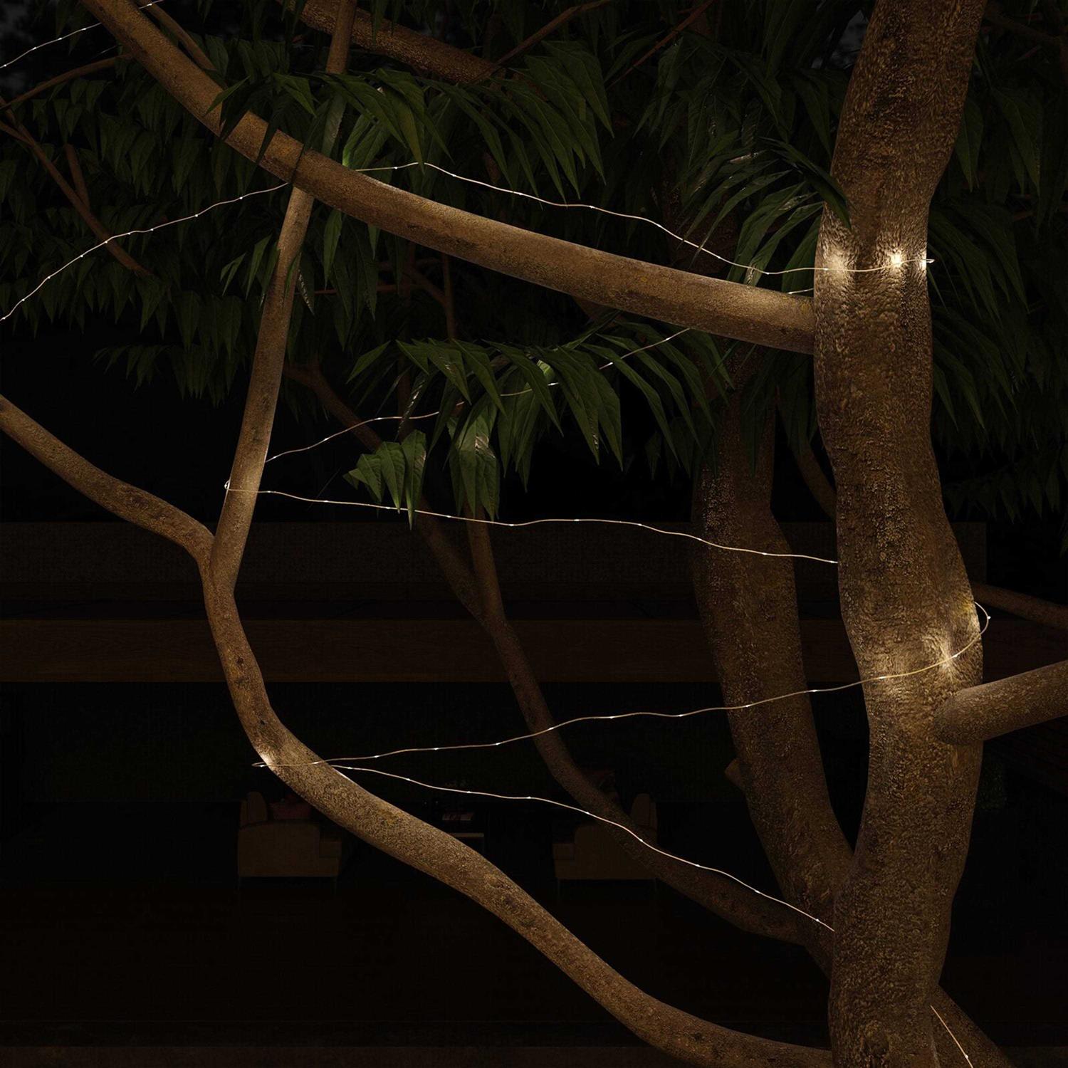 Mainstays Solar Power 200-Count Warm White Fairy LED Wire String Lights Garden Decorative - Image 3