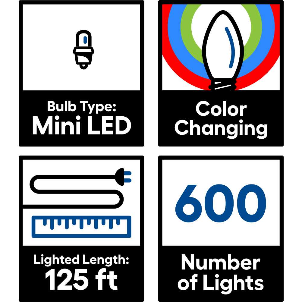GE Color Choice 600-Count 125-ft Multi-function Color Changing LED Plug-In Christmas String Lights - Image 5