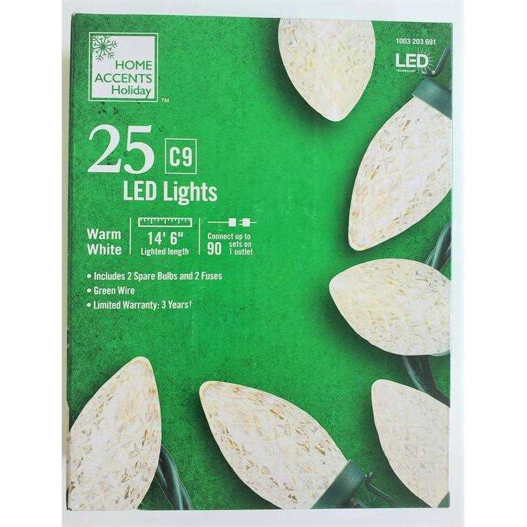 Home Accents Holiday 25 Warm White C9 LED Lights