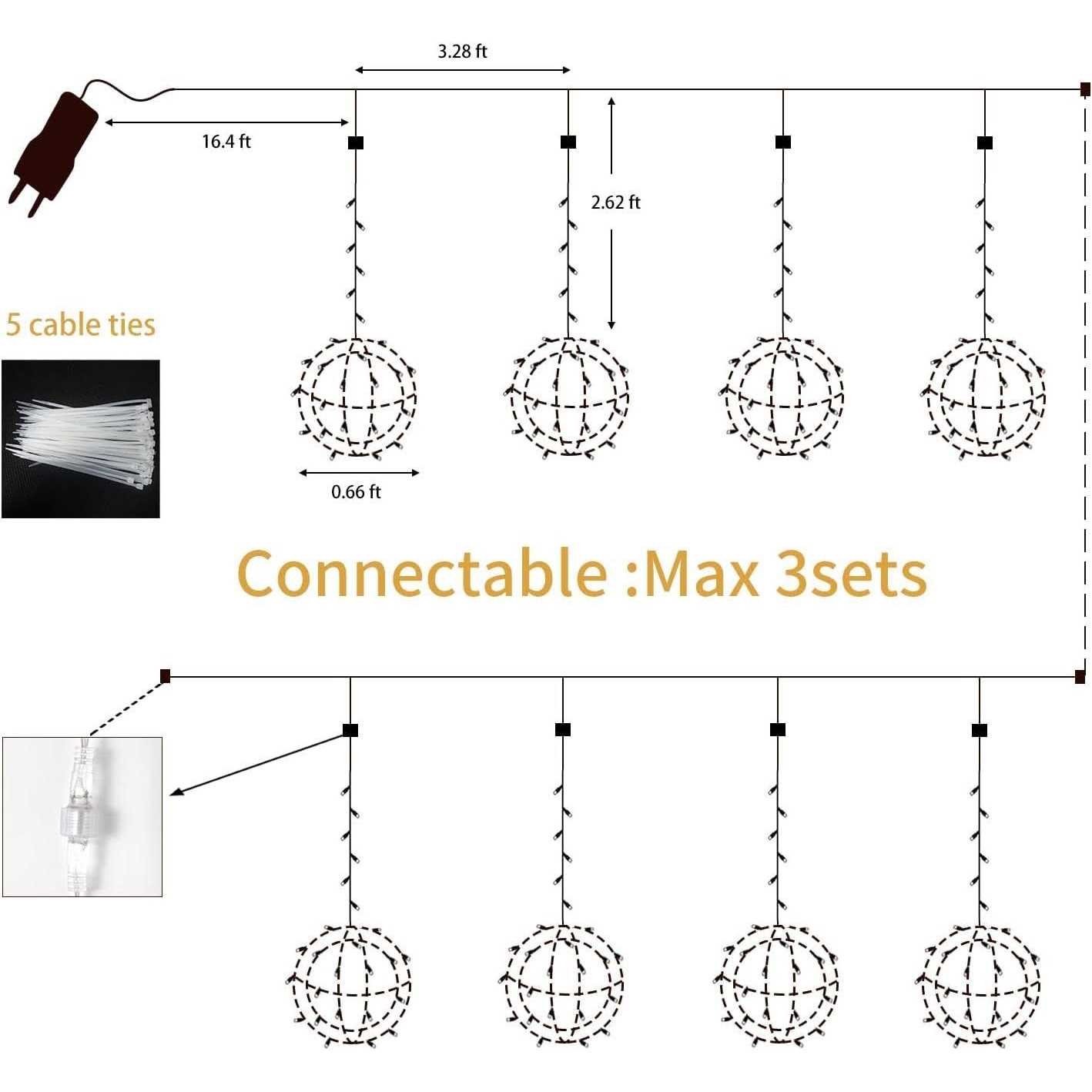 JNOEC Outdoor Balls Lights Hanging Tree Globe - Image 4