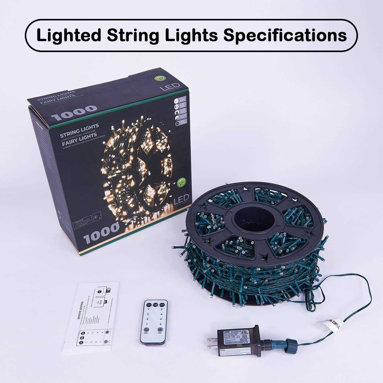 LIGHTSHARE 1000LED 328FT String Lights Warm White 8 Modes 30V Plug in Fairy Lights with Remote Control for Home Garden Yard Christmas Wedding - Image 4