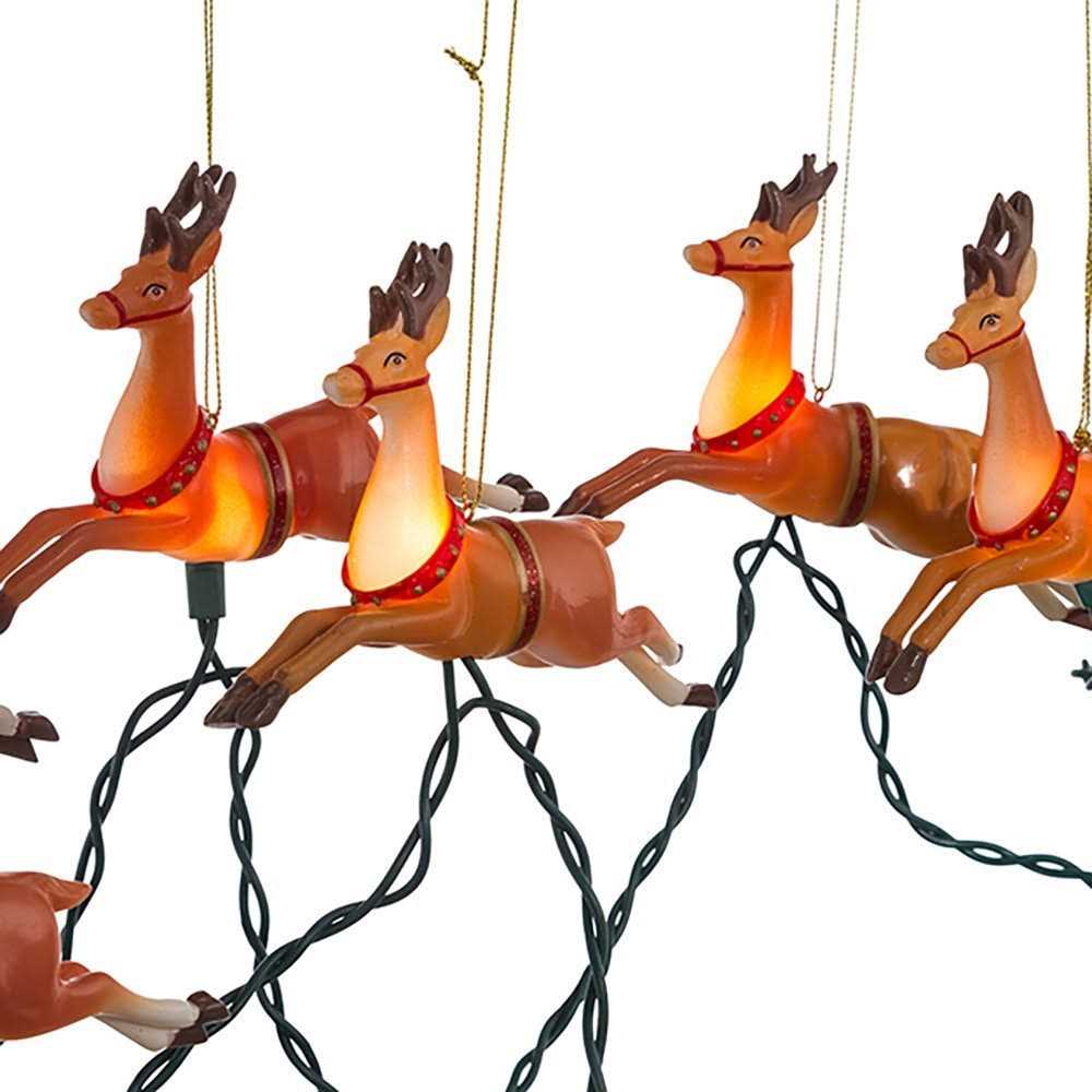 Kurt Adler 10-Light Santa Sleigh and Eight Reindeer Light Set - Image 3