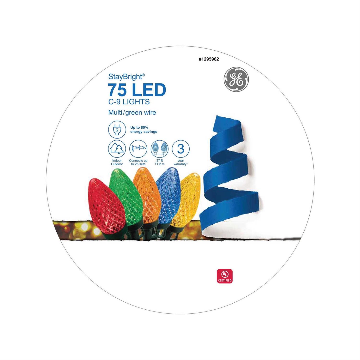 GE StayBright 75-Count 37-ft Multicolor LED Plug-In Christmas String Lights - Image 3