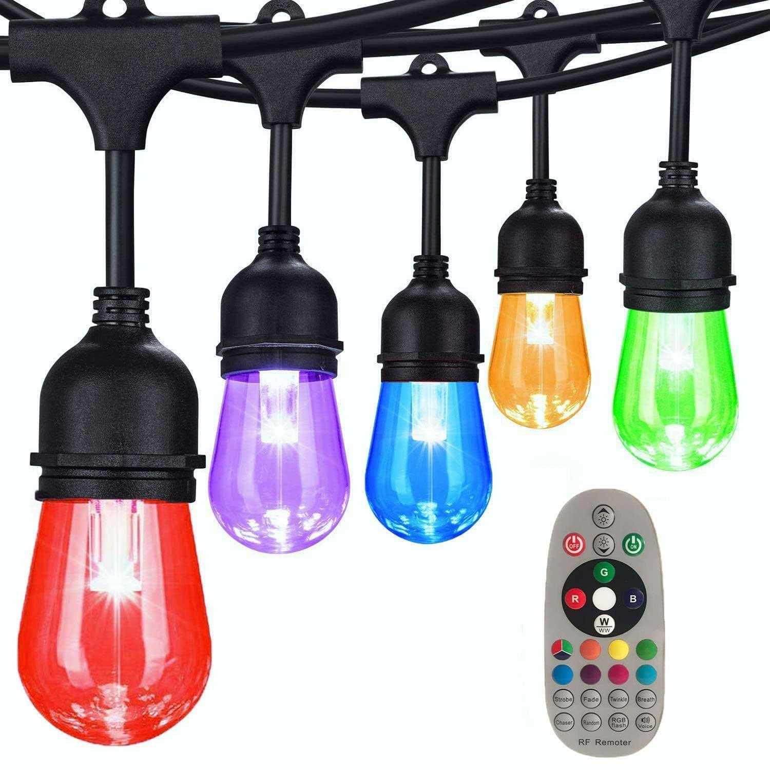 LSOOBZ 48FT Color Changing Outdoor String Lights
