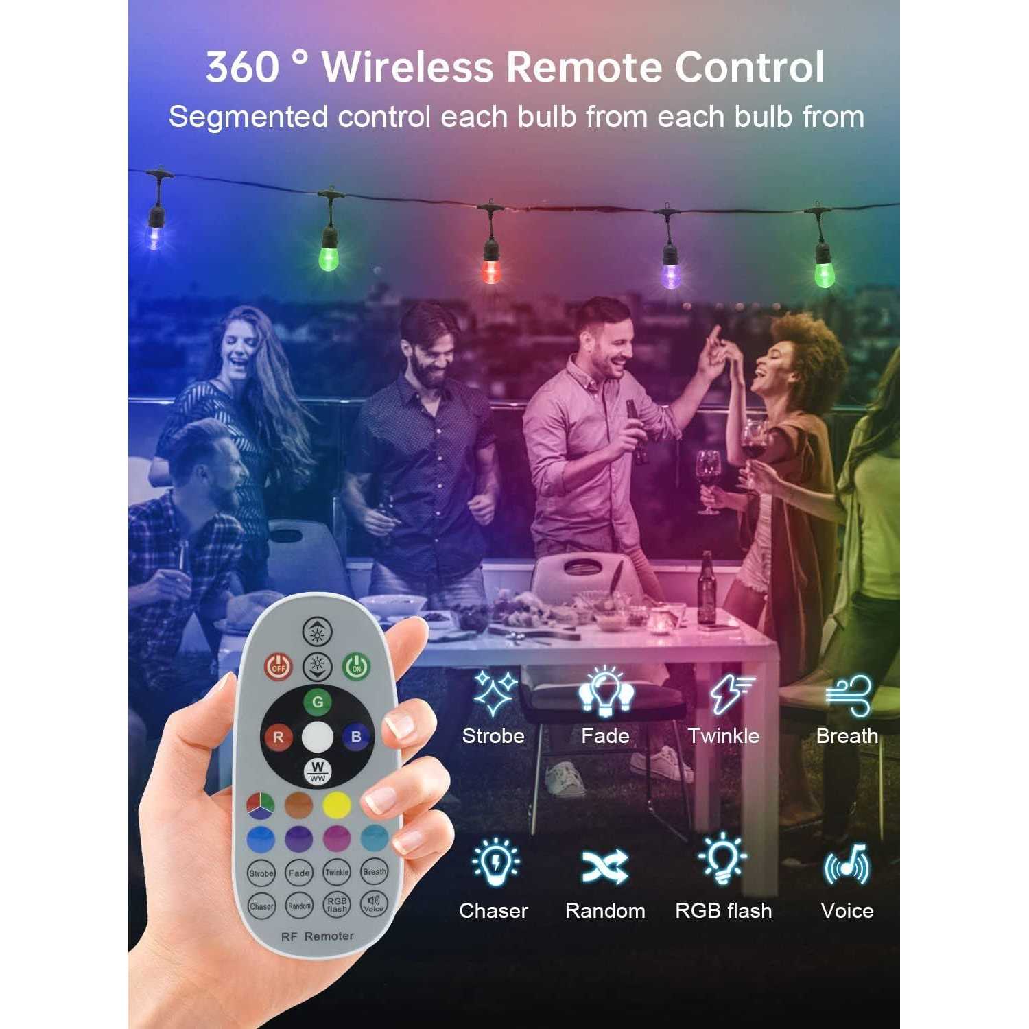 LSOOBZ 48FT Color Changing Outdoor String Lights - Image 3