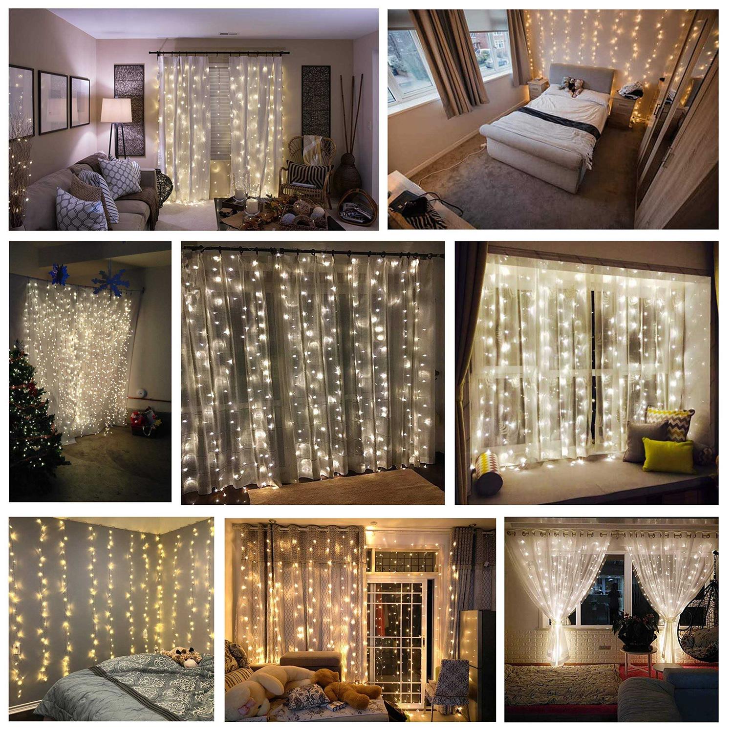 Magictec 300 LED Curtain String Light 8 Lighting Modes Fairy Twinkle String Lights Wedding Party Home Garden Bedroom Outdoor - Image 2