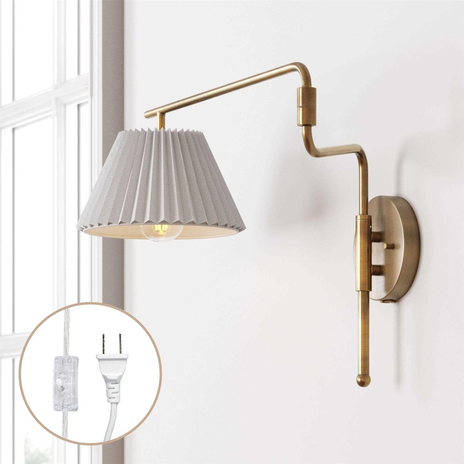 Nathan James Kai Bohemian Plug-in Wall Sconce Wall Mounted Bedside Reading Lamp with Rattan Shade - Image 3