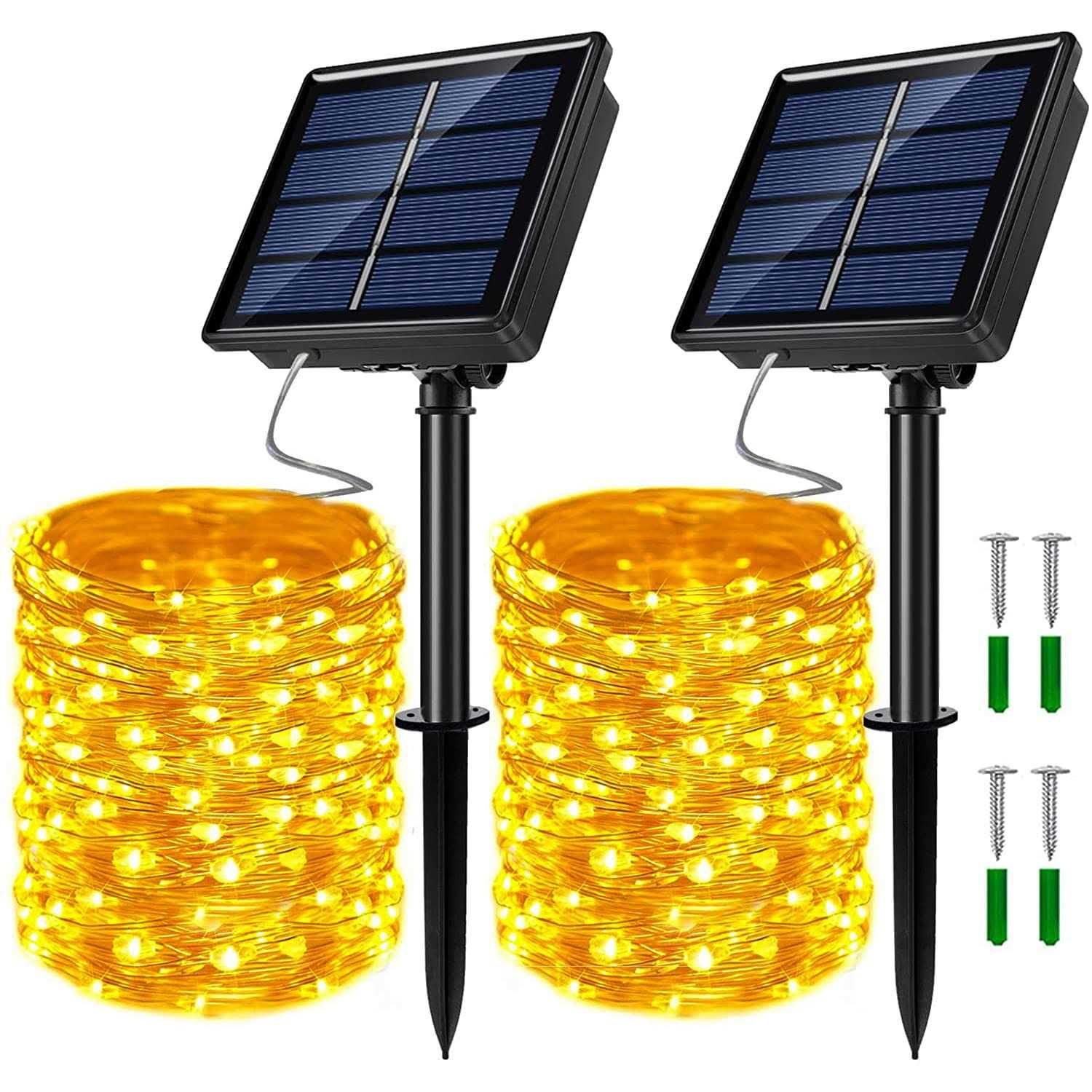 JosMega 2 Pack Solar Powered Fairy String Lights Outdoor Waterproof 8 Modes Twinkle Christmas Decorations Lights