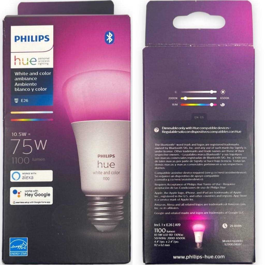 Philips Hue White and Color Ambiance A19 Bluetooth 75W Smart LED Bulb - Image 3