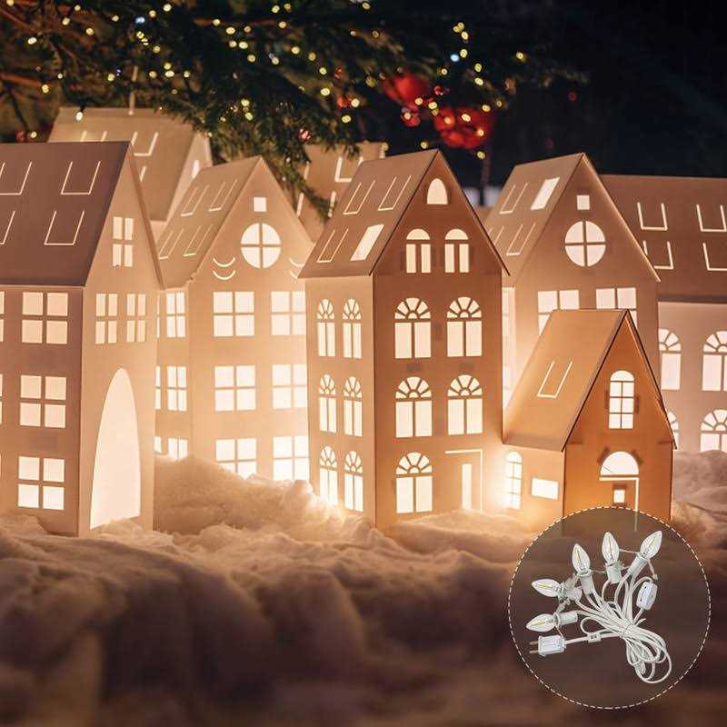 Futime C7 christmas village light accessory cord with 5 led light bulbs - Image 4