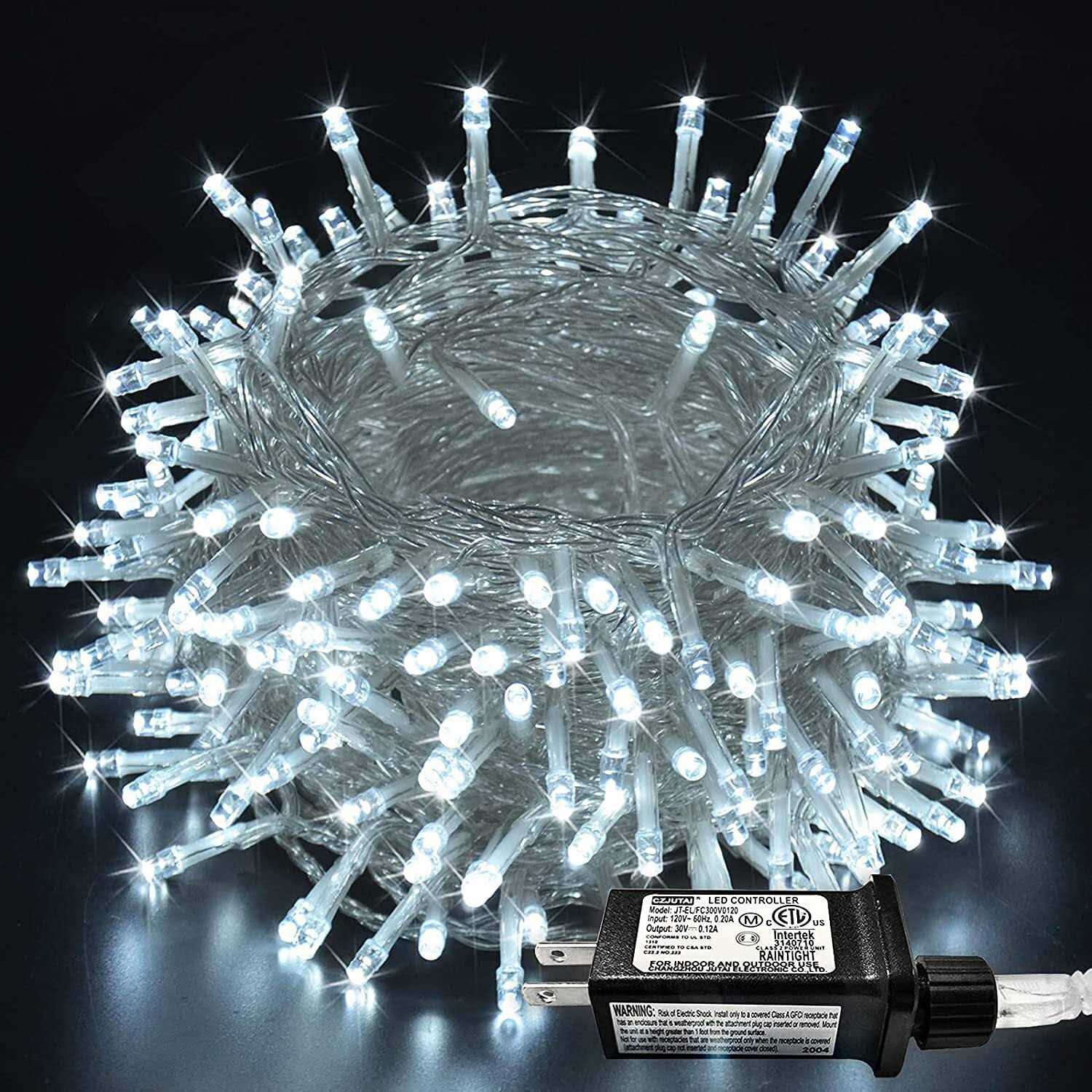 JMEXSUSS 66ft 200 LED String Lights Indoor Outdoor White Christmas Lights Clear Wire - Image 4