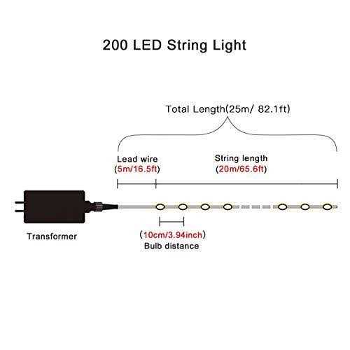 JMEXSUSS 66ft 200 LED String Lights Indoor Outdoor White Christmas Lights Clear Wire - Image 5