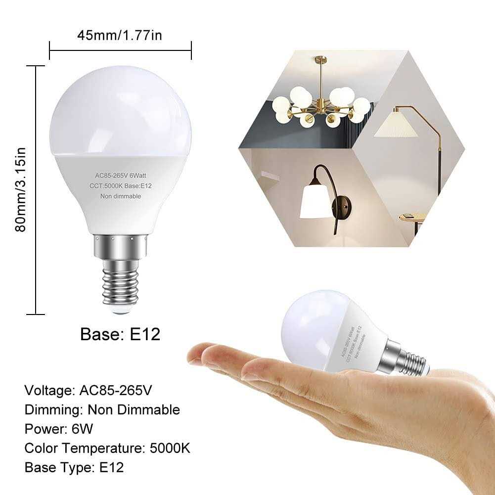 GOSCHE E12 LED Light Bulbs 60 Watt Equivalent - Image 3