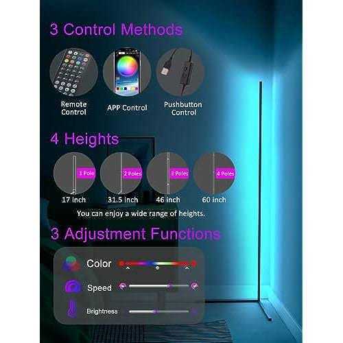 Corner Floor Lamp,60” Smart RGB LED Corner Lamp with App and Remote Control - Image 3