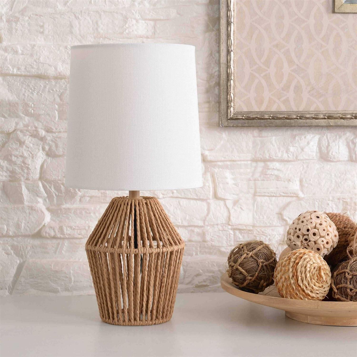 Mainstays Boho Style Mini Rattan Table Lamp with Shade - Image 2