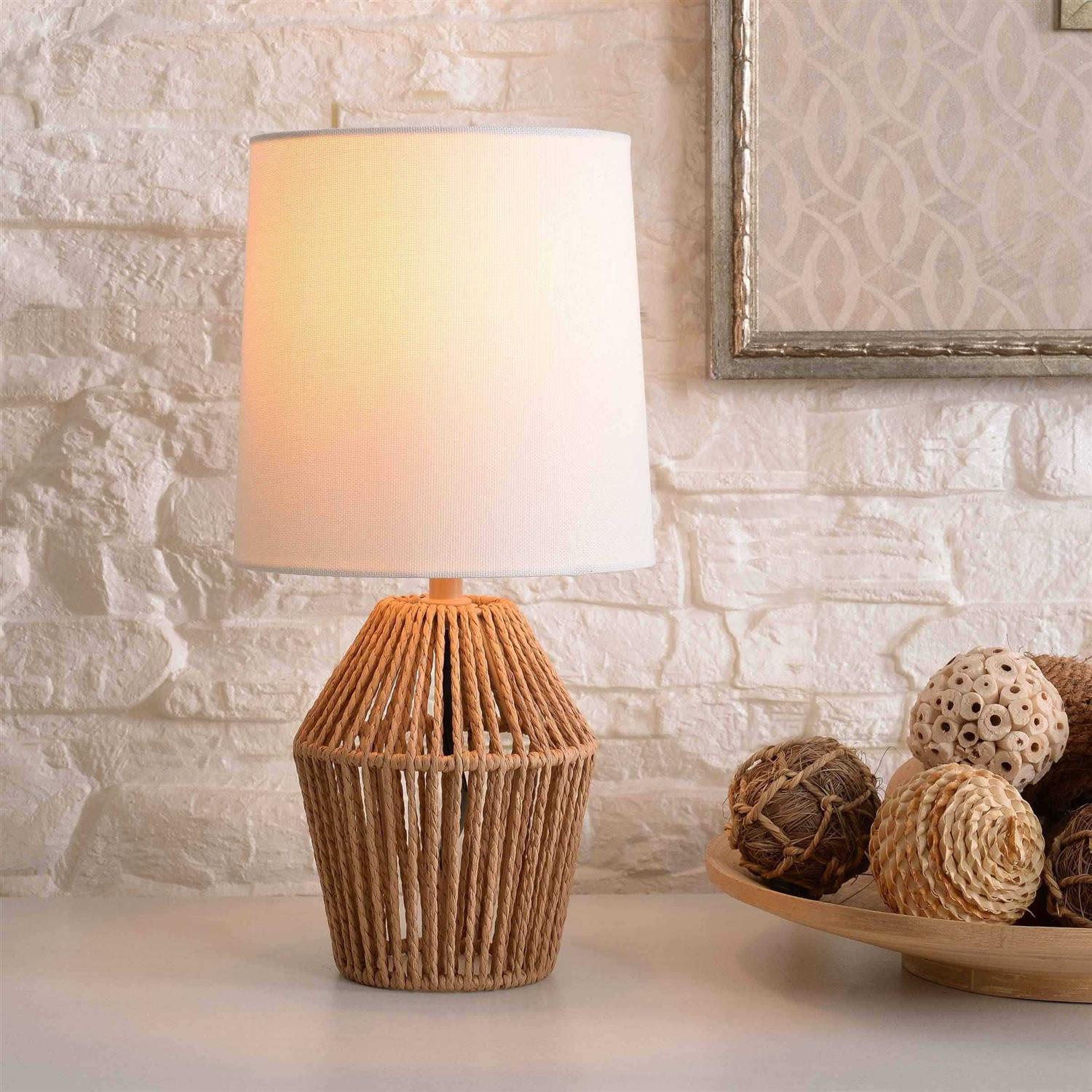 Mainstays Boho Style Mini Rattan Table Lamp with Shade - Image 5