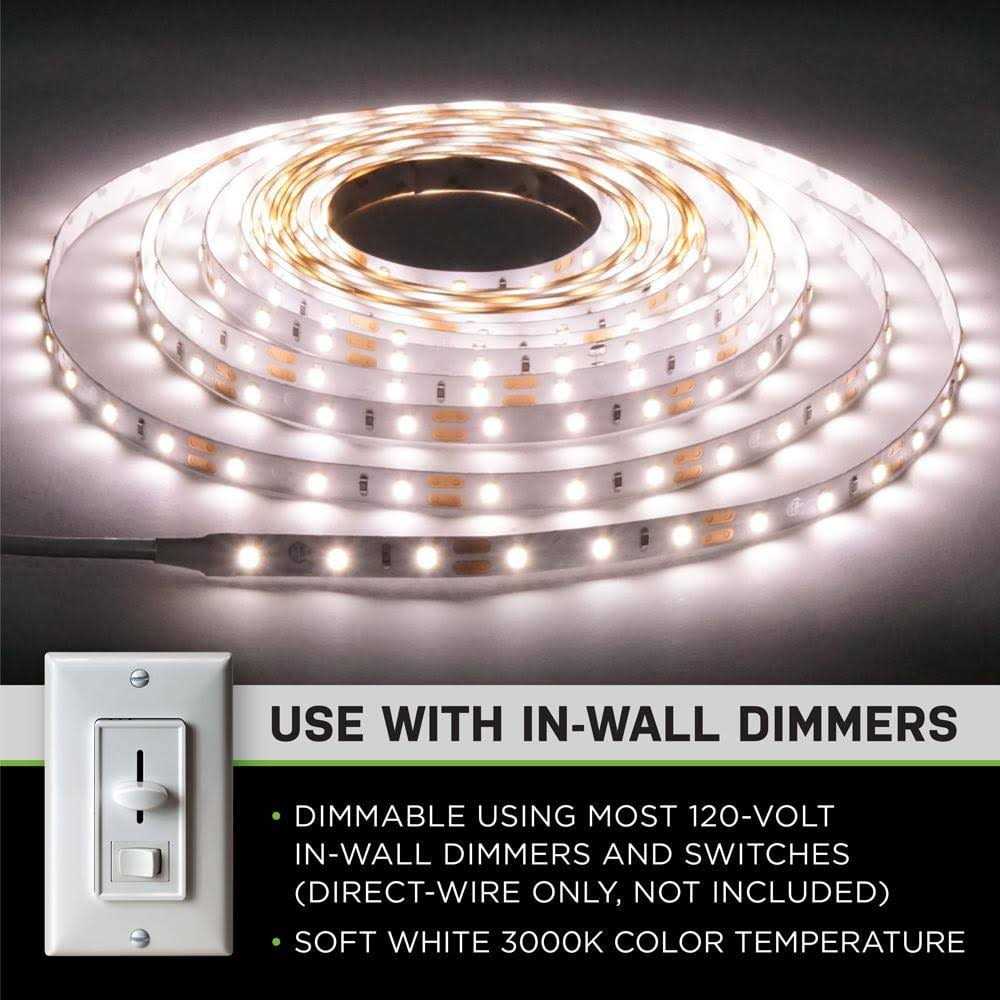 Commercial Electric 16 ft. LED AC Dimmable White Tape Light Kit Under Cabinet Light - Image 5