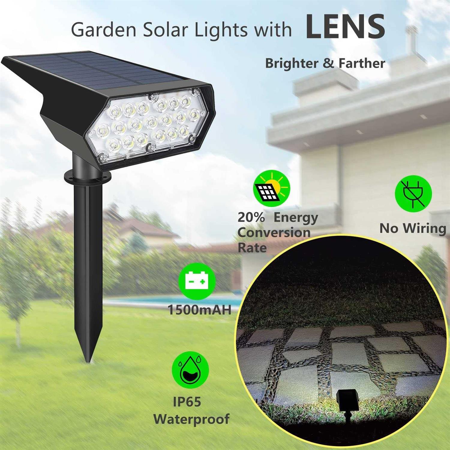 MangoPark Solar Spot Lights Outdoor 2PCS Solar Spotlights Outdoor Waterproof IP65 - Image 5