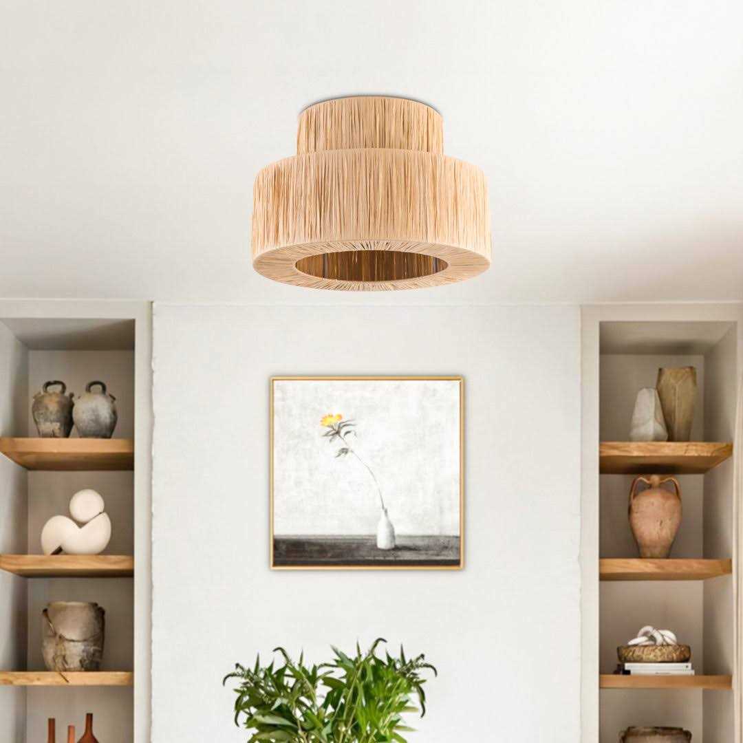 Joss & Main Abbie Paper Flush Mount Fixture Finish Wood - Image 3