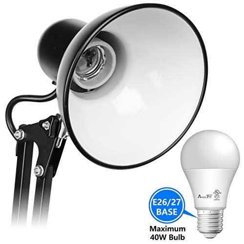 AmeriTop Metal Desk Lamp, Adjustable Goose Neck Swing Arm Table Lamp with Interchangeable Base Or Clamp - Image 4