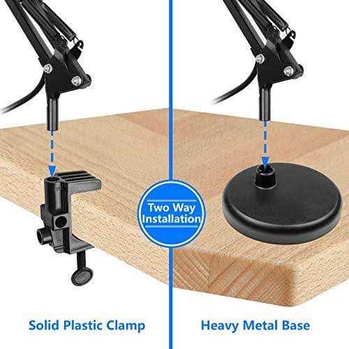 AmeriTop Metal Desk Lamp, Adjustable Goose Neck Swing Arm Table Lamp with Interchangeable Base Or Clamp - Image 5