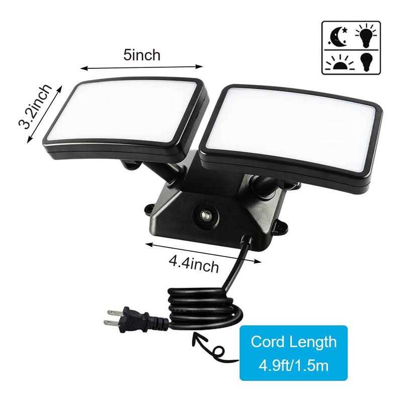 FAGUANGAO Dusk to Dawn LED Security Light,18W Plug in Flood Light Outdoor,5000k Daylight,1600lm - Image 5