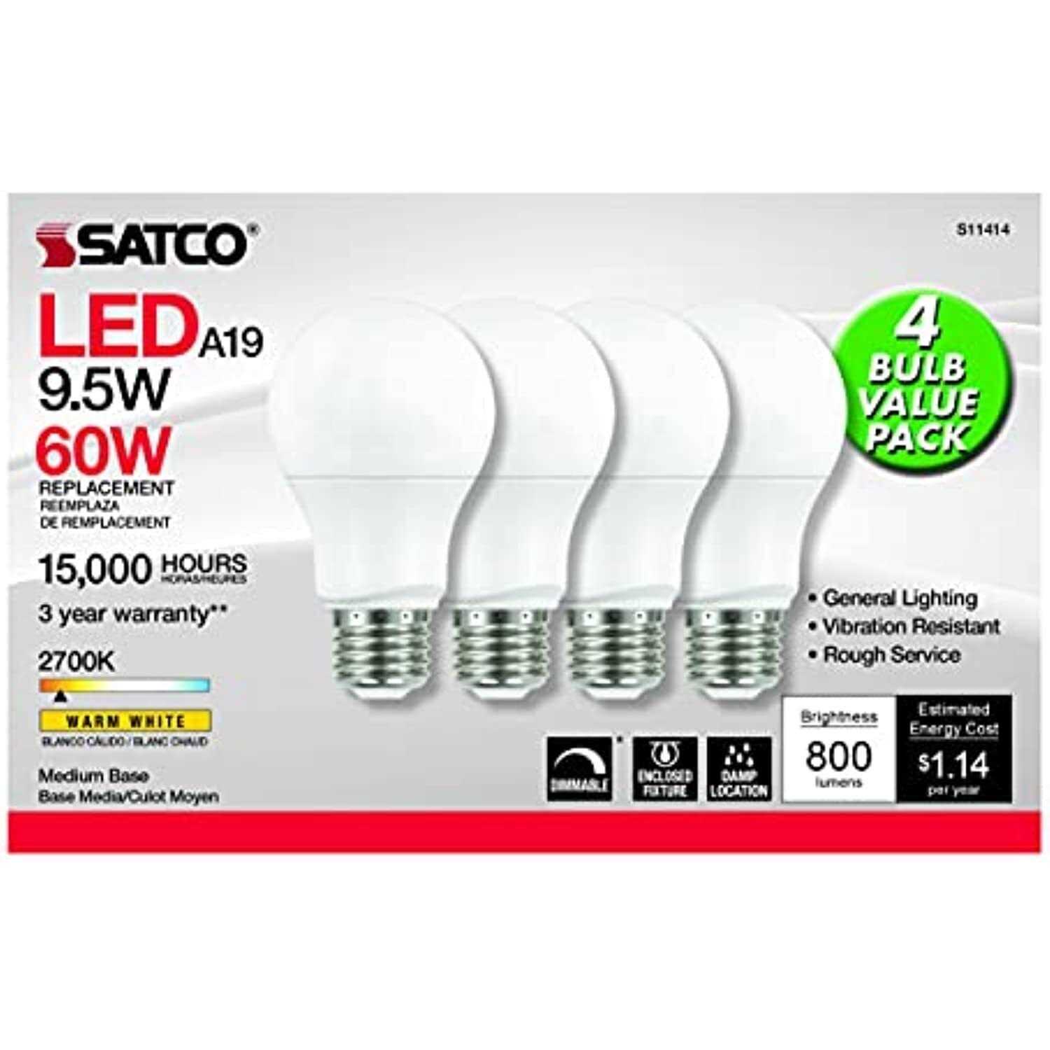 Satco A19 Medium LED Bulb - Image 4