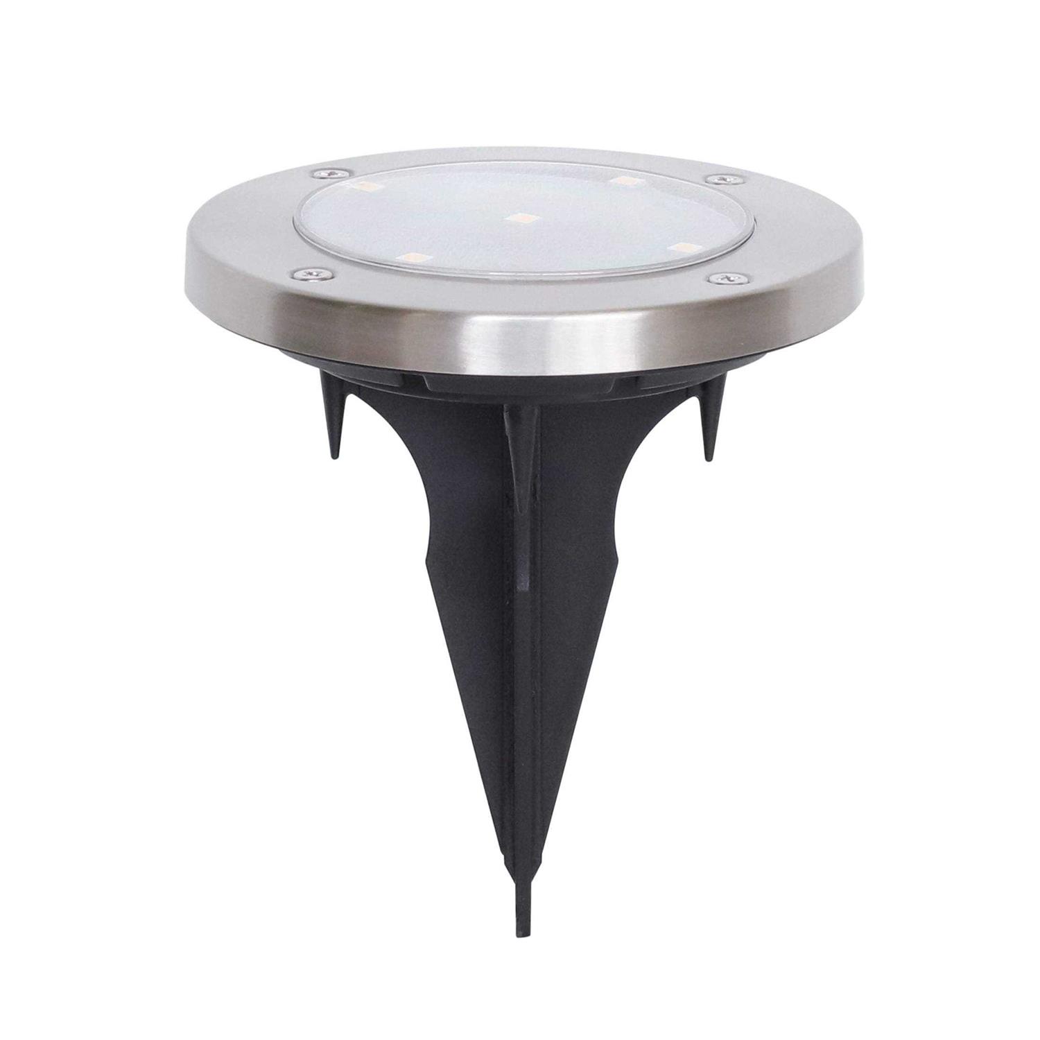 Mainstays 12 Lumens Solar Powered Stainless Steel LED Landscape Disc Lights - Image 4