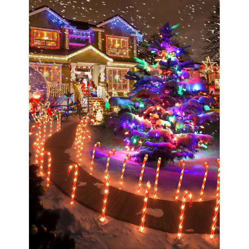 COOLWUFAN 28 Christmas Candy Cane Pathway Markers Set of 12 Pack Christmas Outdoor Decorations Pathway Lights with 72 Warm Lights for Christmas - Image 3