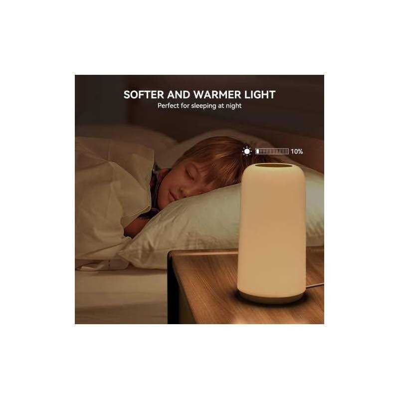 Rootro Touch Bedside Table Lamp 3 Way Dimmable Small Lamp for Bedroom - Image 3