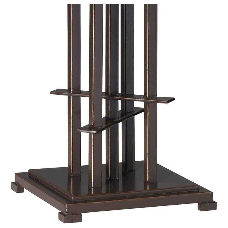 Franklin Iron Works Metro Collection Planes 'n' Posts Mission Accent Table Lamp Bronze Cone Alabaster Art Glass Shade for Living Room Family - Image 4