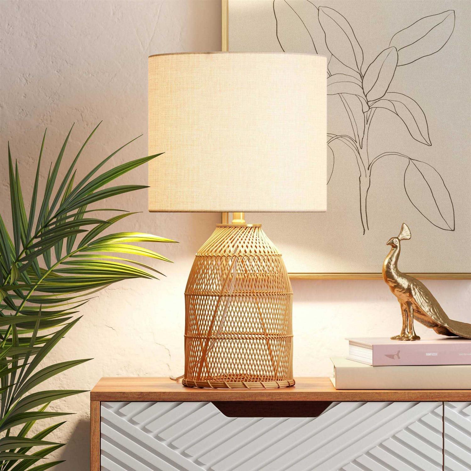 Opalhouse Rattan Diagonal Weave Table Lamp Tan - Image 3