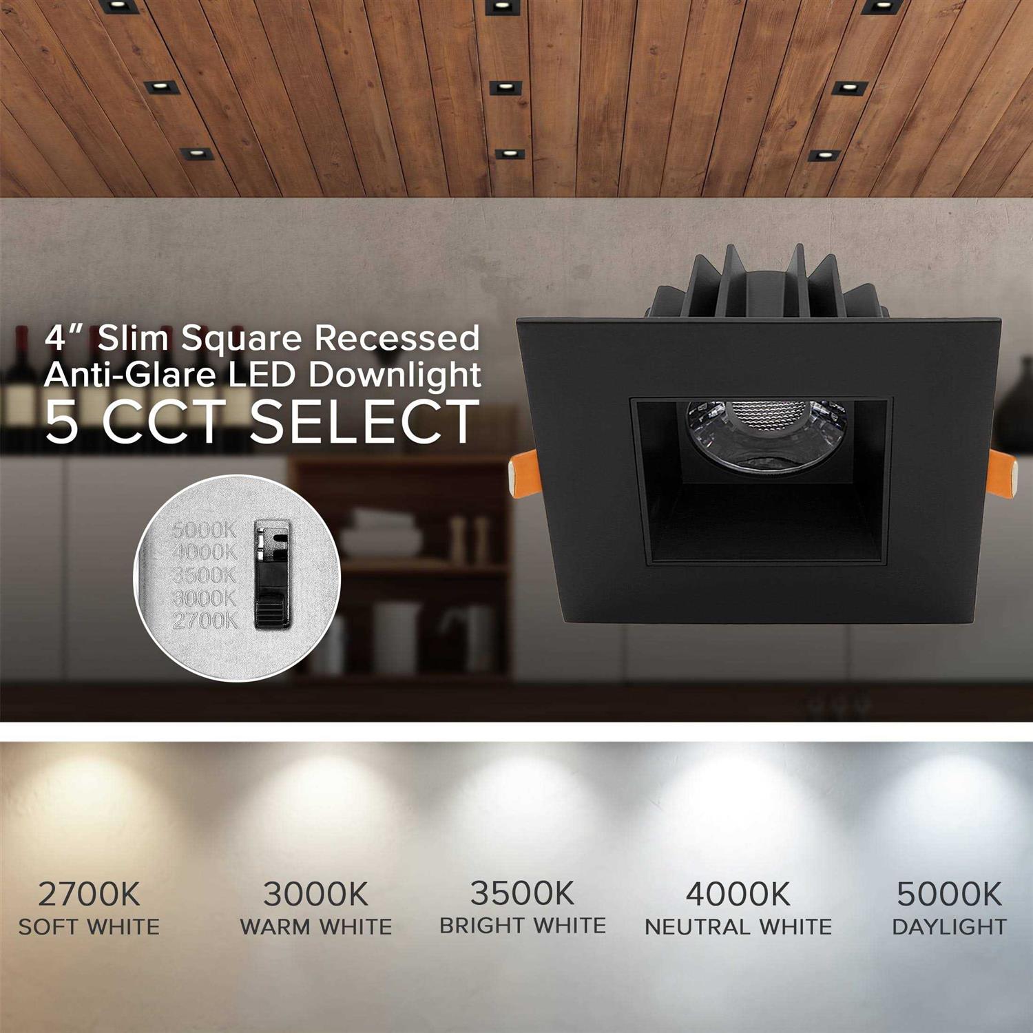 Maxxima 4 in. Slim Square Recessed Anti-Glare LED Downlight - Image 5