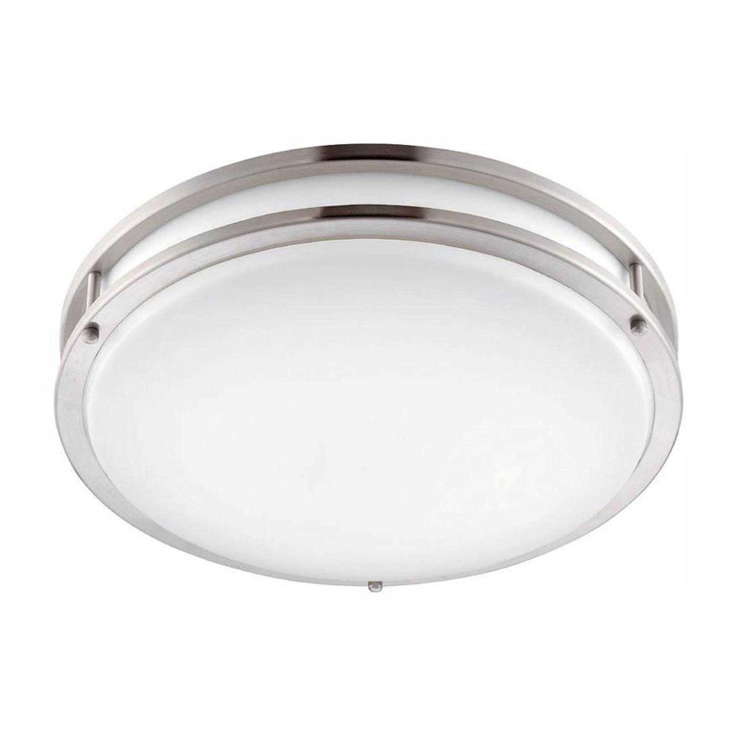 EnviroLite 14 in. 1-Light Brushed Nickel Selectable Dimmable LED Flush Mount