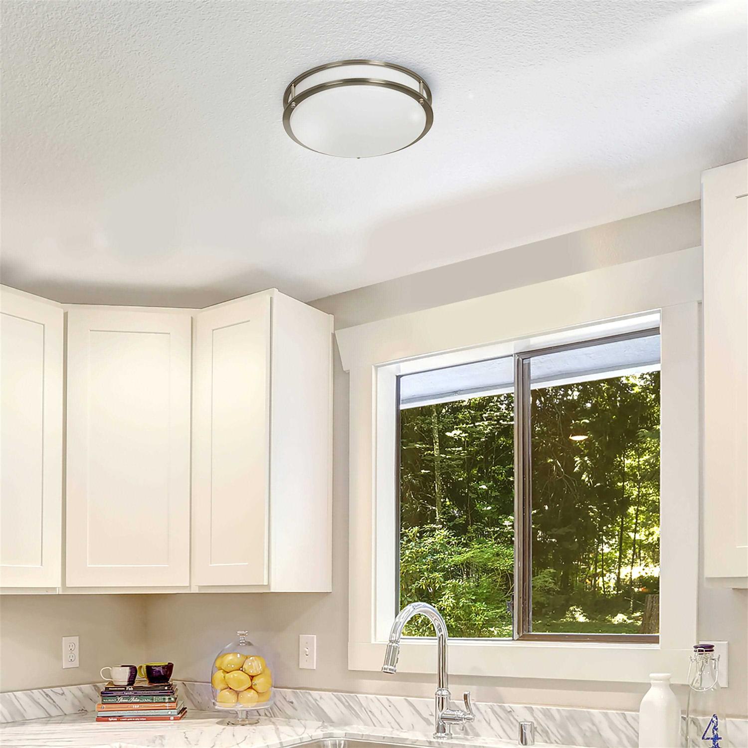 EnviroLite 14 in. 1-Light Brushed Nickel Selectable Dimmable LED Flush Mount - Image 2