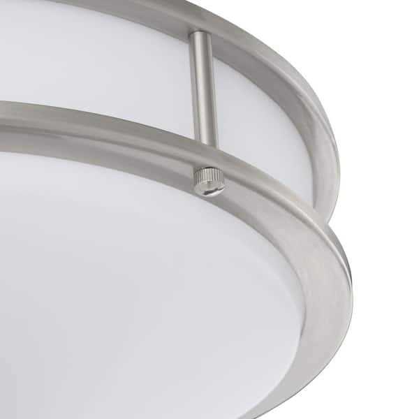 EnviroLite 14 in. 1-Light Brushed Nickel Selectable Dimmable LED Flush Mount - Image 3