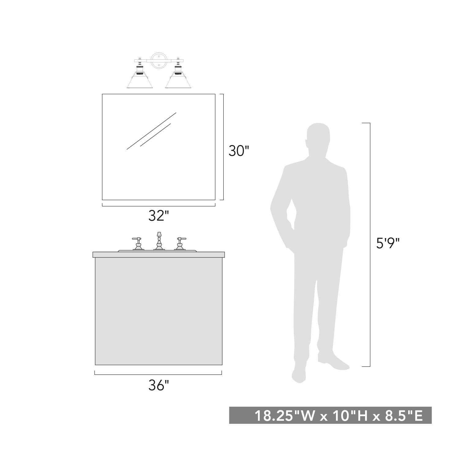 Golden Lighting Orwell 2 Light Bath Vanity 3306-BA2 - Image 2