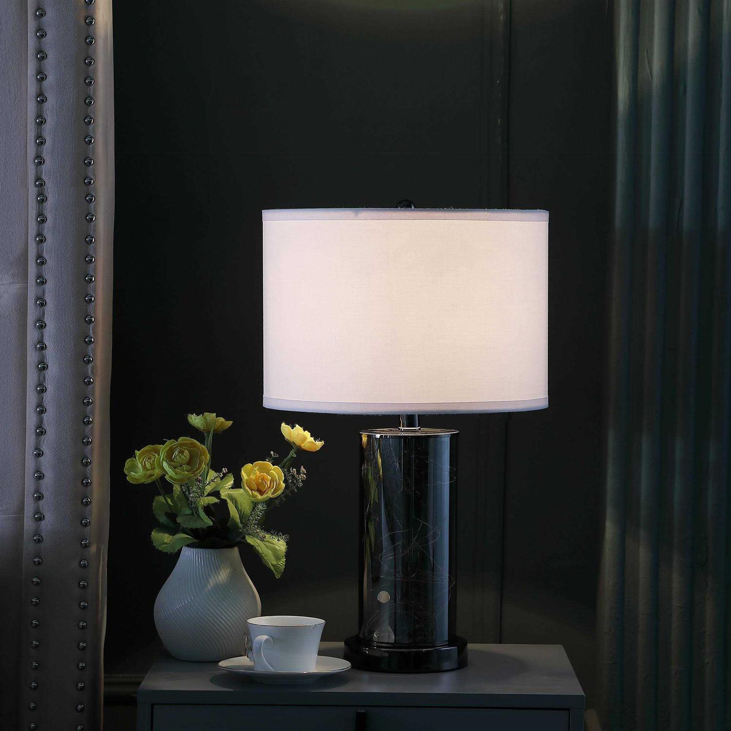 Ore International 21.25 in Cynx Led Night Light Mid-Century Glass Black Chrome Table Lamp HBL2574 - Image 4