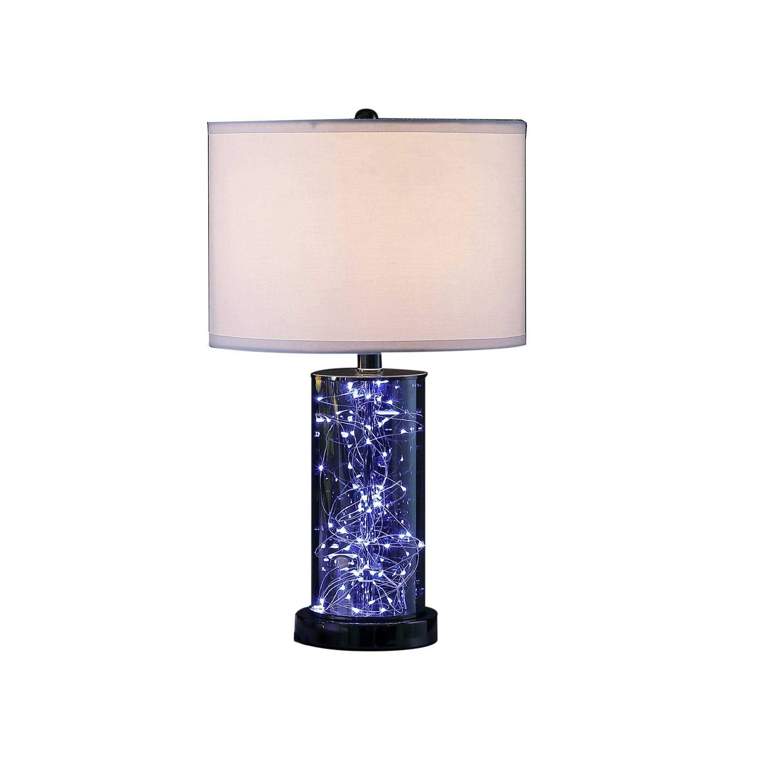 Ore International 21.25 in Cynx Led Night Light Mid-Century Glass Black Chrome Table Lamp HBL2574 - Image 5