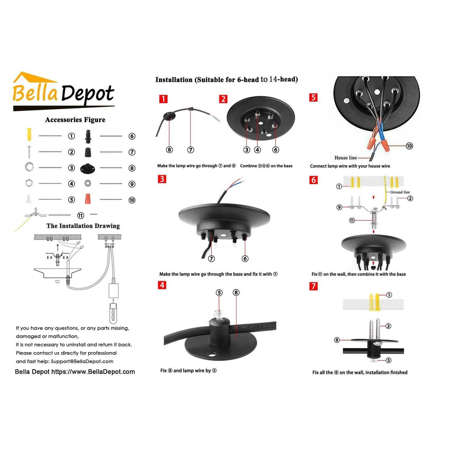 Bella Depot Modern Industrial Edison Lighting Adjustable Spider Light Cluster Chandelier - Image 5