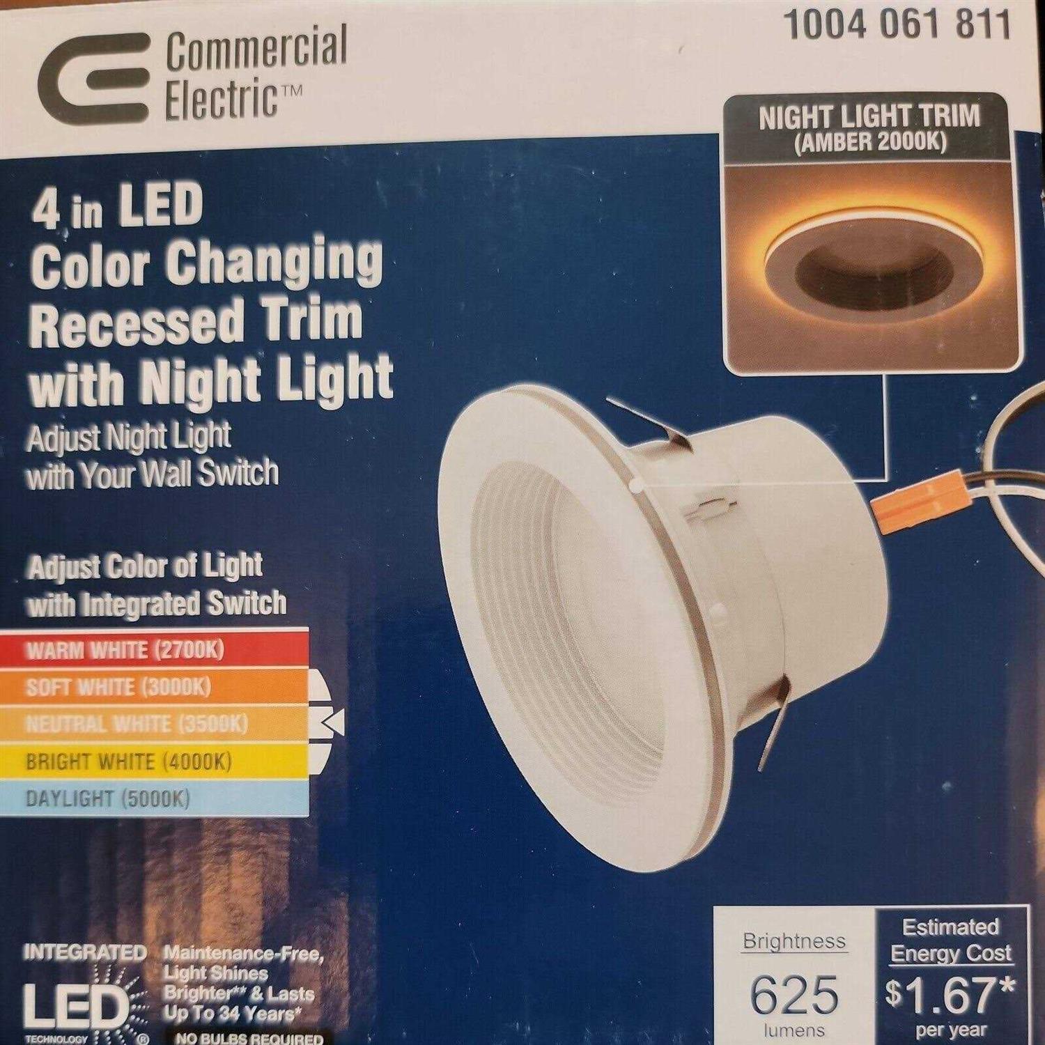 Commercial Electric 4 in. Color Selectable CCT Integrated LED Recessed Light Trim with Night Light Feature 625 Lumens Dimmable 53805101 - Image 3