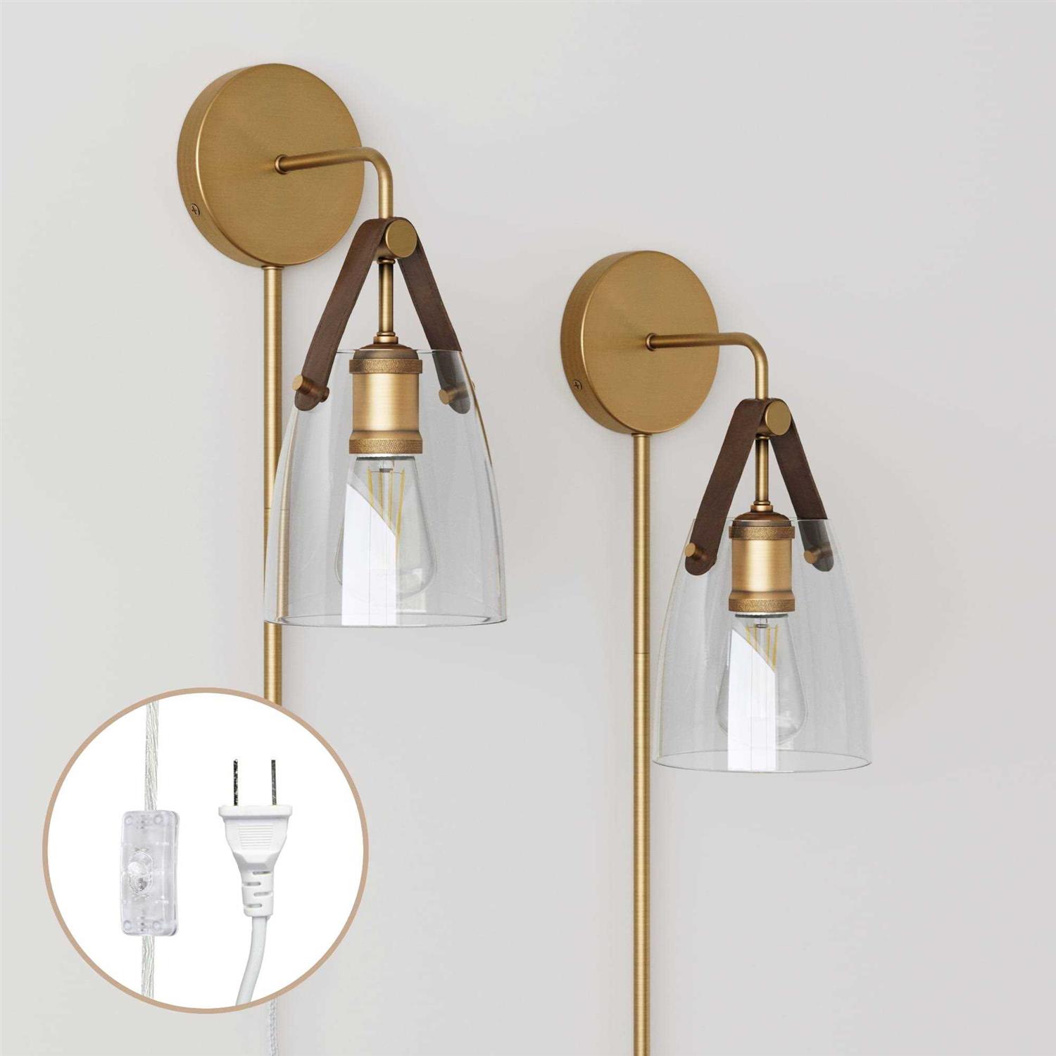 Nathan James Viola 2-Pack Plugin Wall Mounted Bedside Reading Lamp